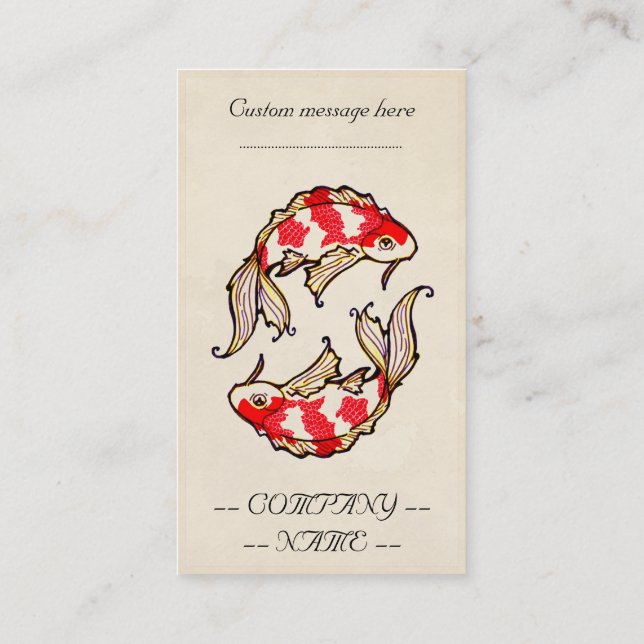 Tarjeta De Visita Tatuaje japonés oriental clásico de los pescados (Reverso)