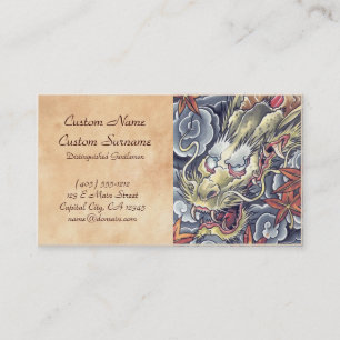 Tarjeta De Visita Tatuaje japonés oriental fresco de dios del dragón