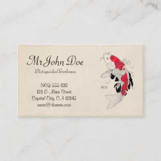 Tarjeta De Visita Tatuaje rojo japonés oriental clásico de los