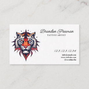 Tarjeta De Visita Tatuaje único de Ilustracion de cabeza de tigre Na