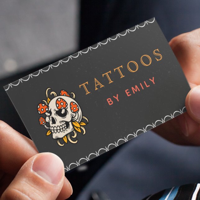 Tarjeta De Visita Tatuajes Por Su Nombre Graciosos Mushrooms Gothic (Subido por el creador)