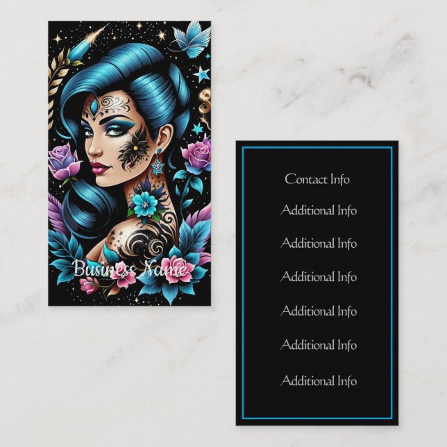Tarjeta De Visita Tatuajes Y Rosas (Anverso / Reverso)