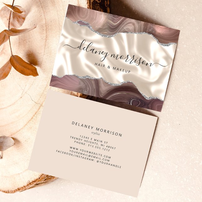 Tarjeta De Visita Taupe Agate Ivory Silk Luxury (Subido por el creador)
