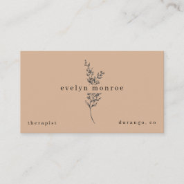 Tarjeta De Visita Taupe Botanical Simple Modern