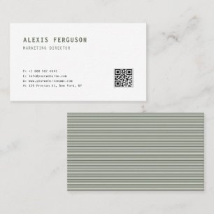 Tarjeta De Visita Taupe Green Simple Typography Código QR Minimalist