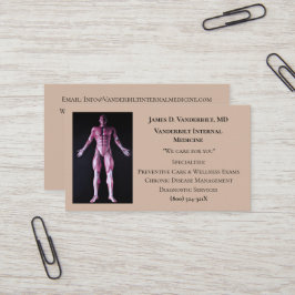 Tarjeta De Visita Taupe Internista DR Cuerpo Humano Medicina Interna