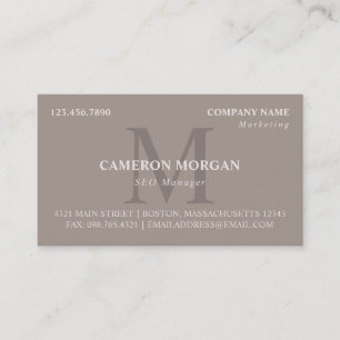 Tarjeta De Visita Taupe Monogrammed Professional