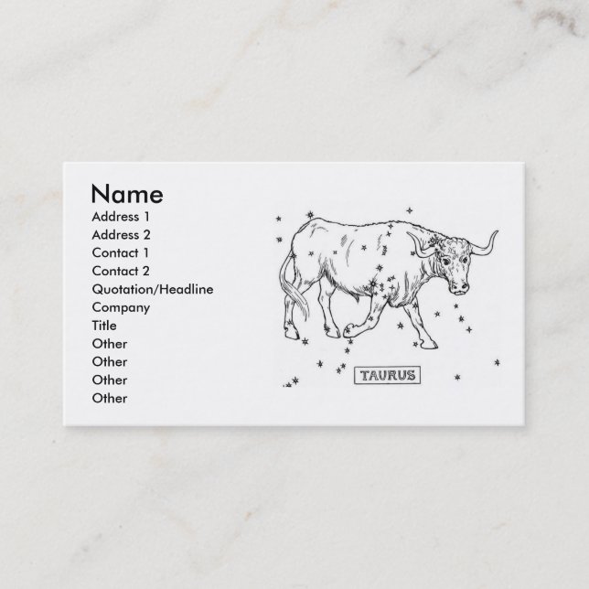 Tarjeta de visita Taurus (Anverso)