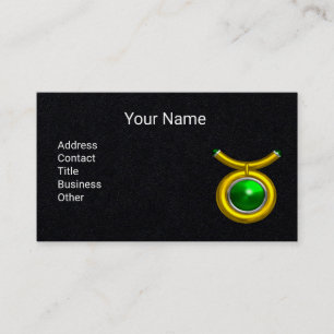 Tarjeta De Visita TAURUS Gold Zodiac Jewel Emerald Green,Libro negro