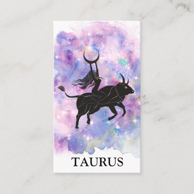 Tarjeta De Visita *~* TAURUS Lecturas de Astrología Zodiaca Rosa Azu (Anverso)