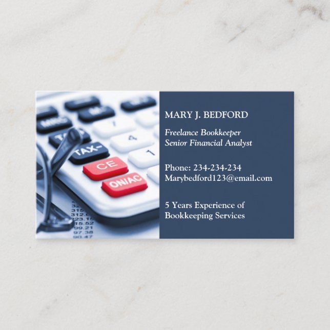 Tarjeta De Visita Tax Accountant CPA Business Card Template (Anverso)