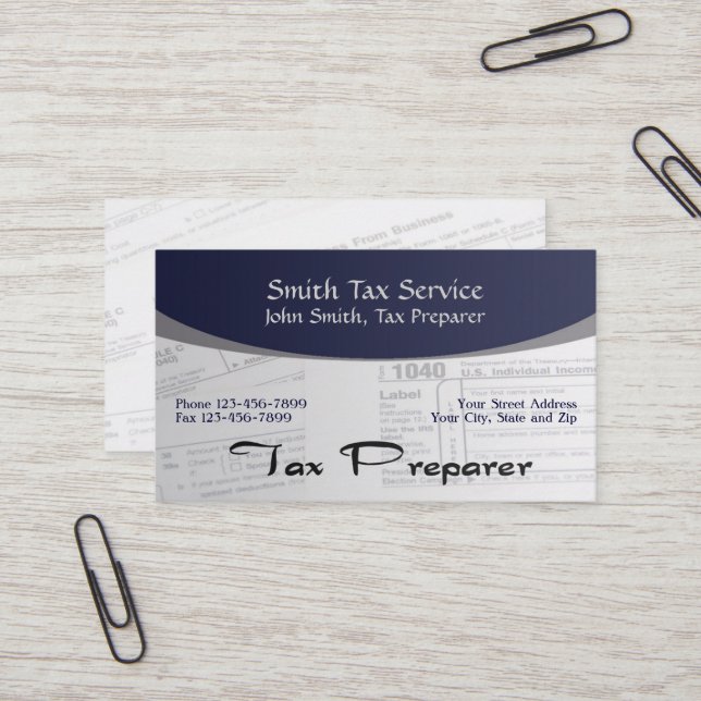 Tarjeta De Visita Tax Preparer Accountant Business Card (Anverso/Reverso In Situ)