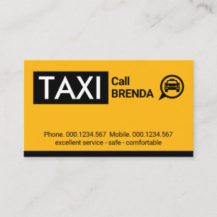 Tarjeta De Visita Taxi Amarillo Auto de Cabina Negro Tab