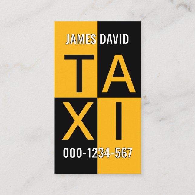 Tarjeta De Visita Taxi Amarillo Cajón Cab Conducción (Anverso)