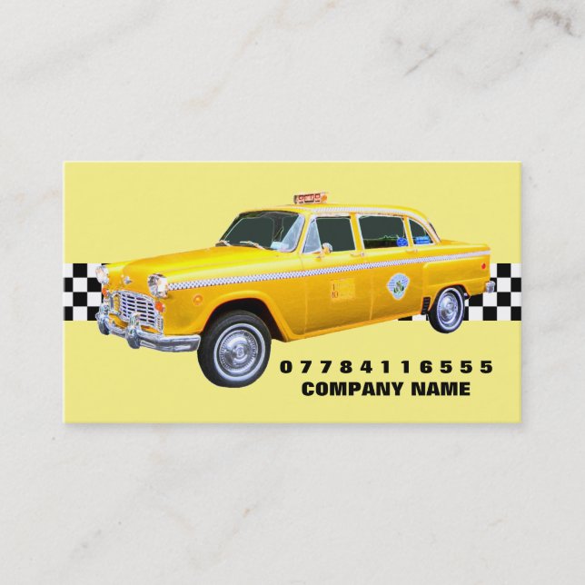 Tarjeta De Visita Taxi Amarillo De Estilo Personalizado Americano Y  (Anverso)
