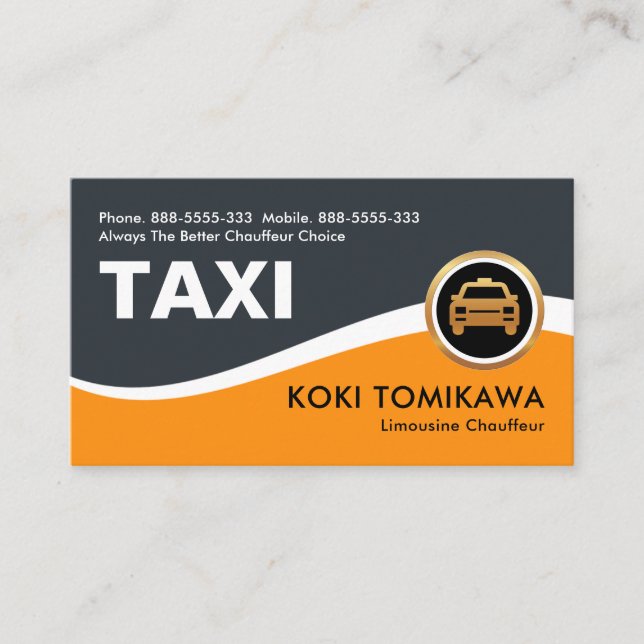Tarjeta De Visita Taxi Amarillo Ola de Ola de Conducción (Anverso)