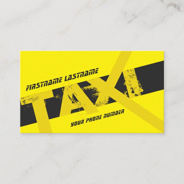 Tarjeta De Visita TAXI amarillo para taxista profesional (Anverso)