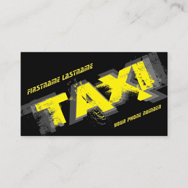 Tarjeta De Visita TAXI amarillo para taxista profesional (Anverso)