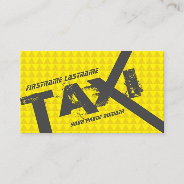 Tarjeta De Visita TAXI amarillo para taxista profesional (Anverso)
