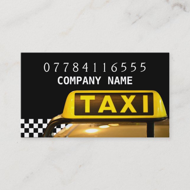 Tarjeta De Visita Taxi Amarillo Rótulo Y Tiras (Anverso)
