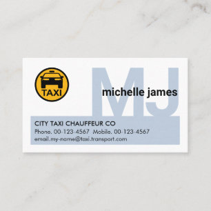 Tarjeta De Visita Taxi con nombre de monograma simple