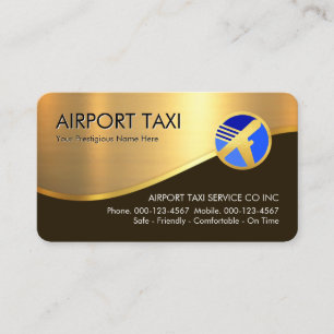 Tarjeta De Visita Taxi de aeropuerto de onda dorada elegante