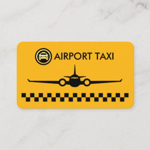 Tarjeta De Visita Taxi de Avión Amarillo Cuadrados Marcados