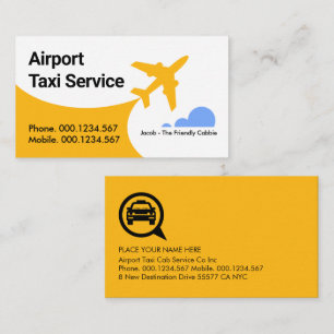 Tarjeta De Visita Taxi de avión en el aeropuerto Cielo Azul