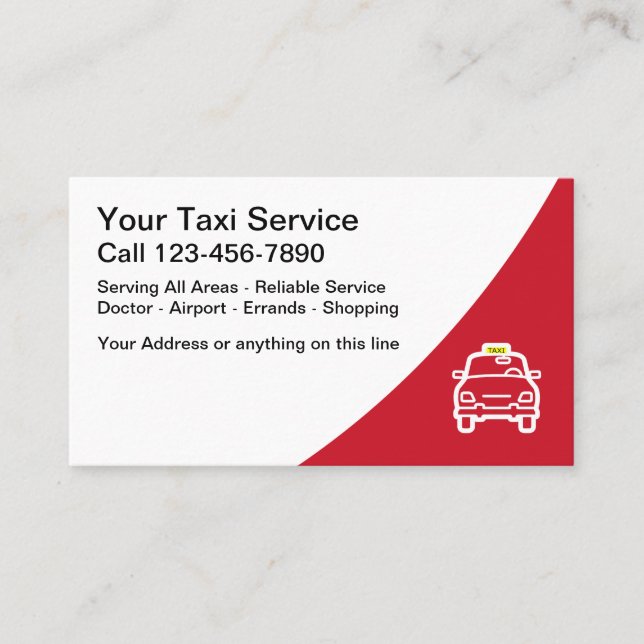 Tarjeta De Visita Taxi de diseño moderno (Anverso)
