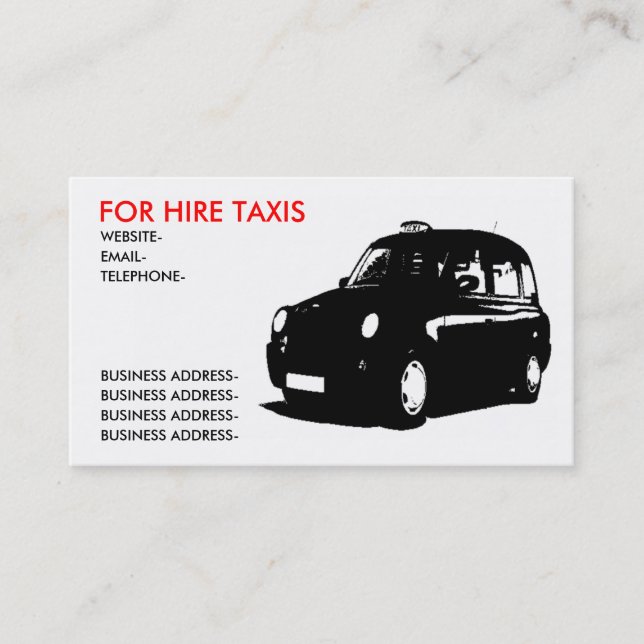 Tarjeta De Visita Taxi de Londres (Anverso)