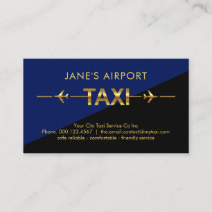 Tarjeta De Visita Taxi de Oro Aeropuerto Avión Pista