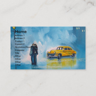 TARJETA DE VISITA TAXI DEL AMARILLO DE LOS PARES DEL DÍA LLUVIOSO
