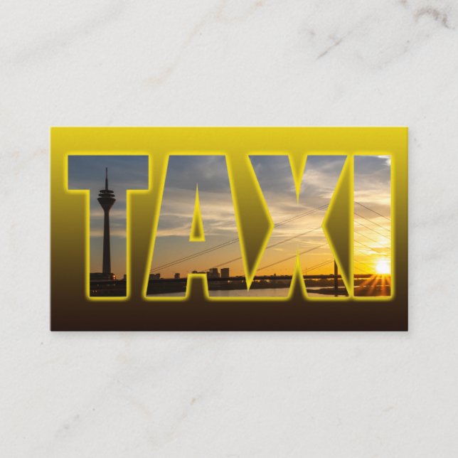 Tarjeta De Visita Taxi driver cabdriver yellow taxi city sunset (Anverso)