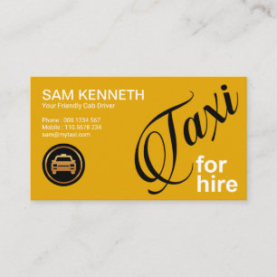 Tarjeta De Visita Taxi Elegante Para El Traje De Señales Amarillo Ta