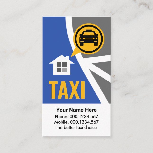 Tarjeta De Visita Taxi Map Route Cab Service (Anverso)