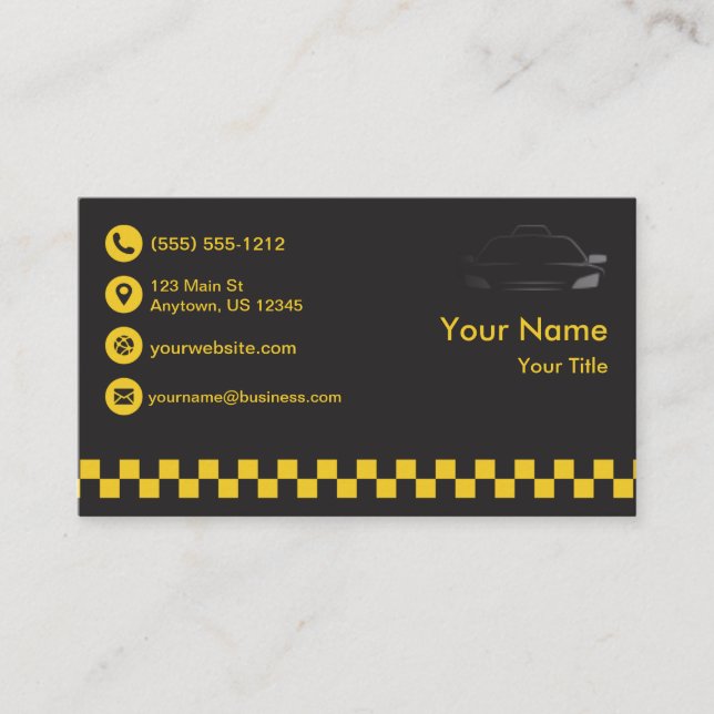Tarjeta De Visita Taxi negro Premium (Anverso)