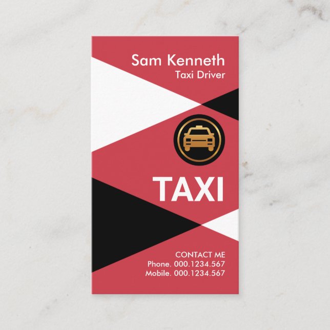 Tarjeta De Visita Taxi Rojo Triángulos Taxi Controlador de Transport (Anverso)