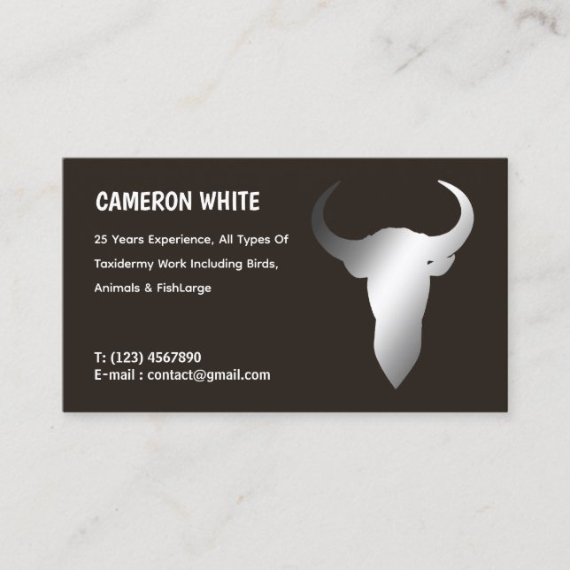 Tarjeta De Visita Taxidermist Black (Anverso)