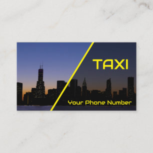 Tarjeta De Visita taxista amarillo de día y noche para taxistas