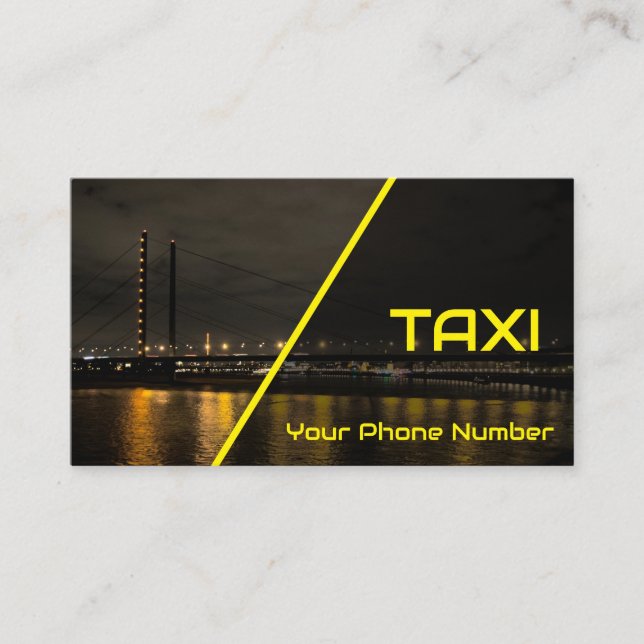 Tarjeta De Visita taxista amarillo de día y noche para taxistas (Anverso)