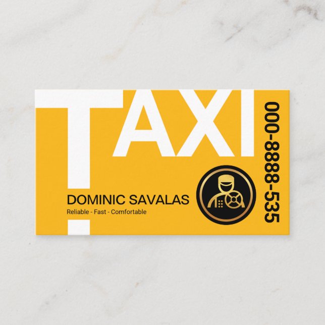 Tarjeta De Visita Taxista Amarillo de señalización TAXI (Anverso)