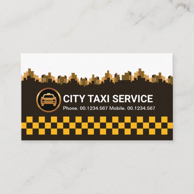 Tarjeta De Visita Taxista Amarillo Retro Cheque Ciudad Silhouette Ca (Anverso)