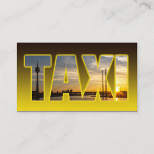 Tarjeta De Visita Taxista de taxi taxista amarillo con puesta de sol