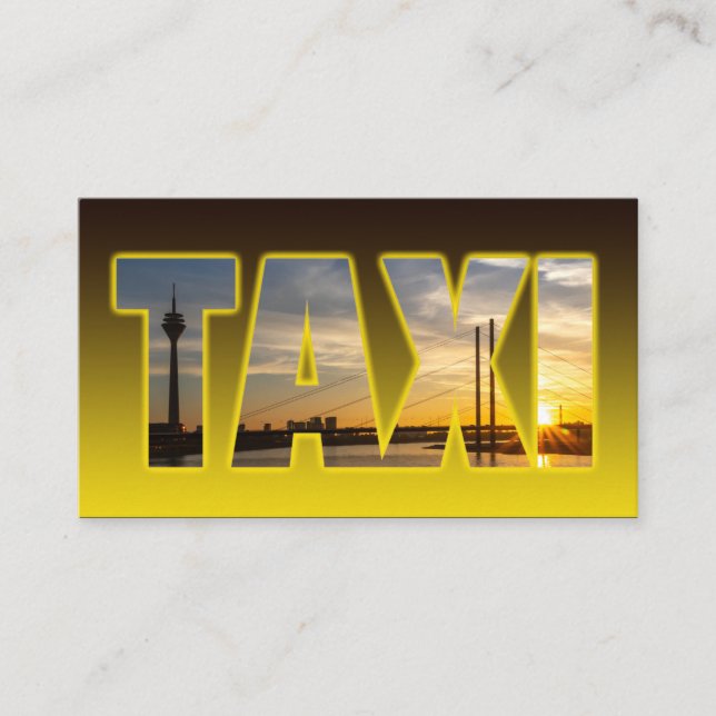 Tarjeta De Visita Taxista de taxi taxista amarillo con puesta de sol (Anverso)