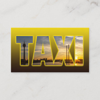 Tarjeta De Visita Taxista de taxi taxista amarillo con puesta de sol