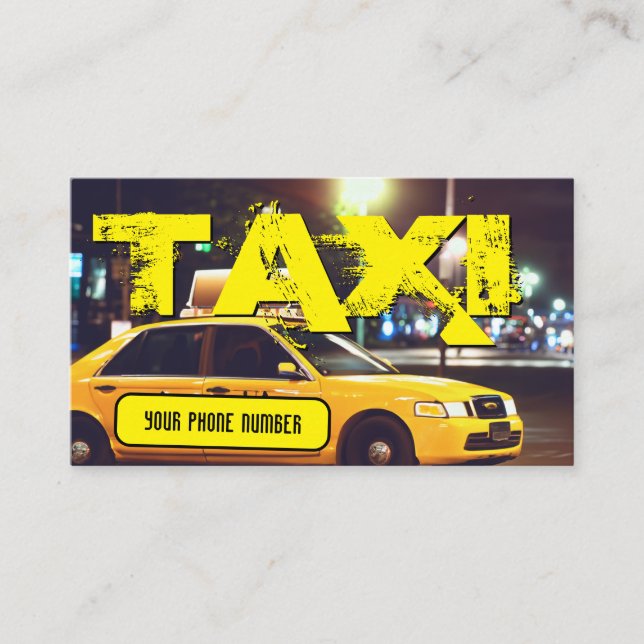 Tarjeta De Visita Taxista de taxista amarillo para luces de la ciuda (Anverso)