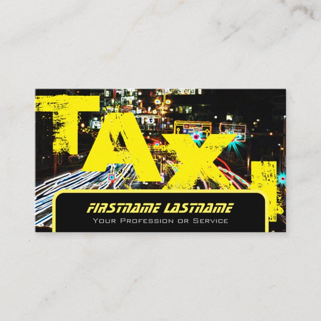 Tarjeta De Visita taxista profesional taxista taxi amarillo taxi (Anverso)