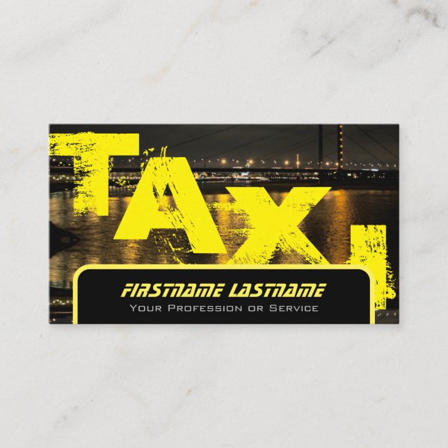 Tarjeta De Visita taxista profesional taxista taxi amarillo taxi (Anverso)