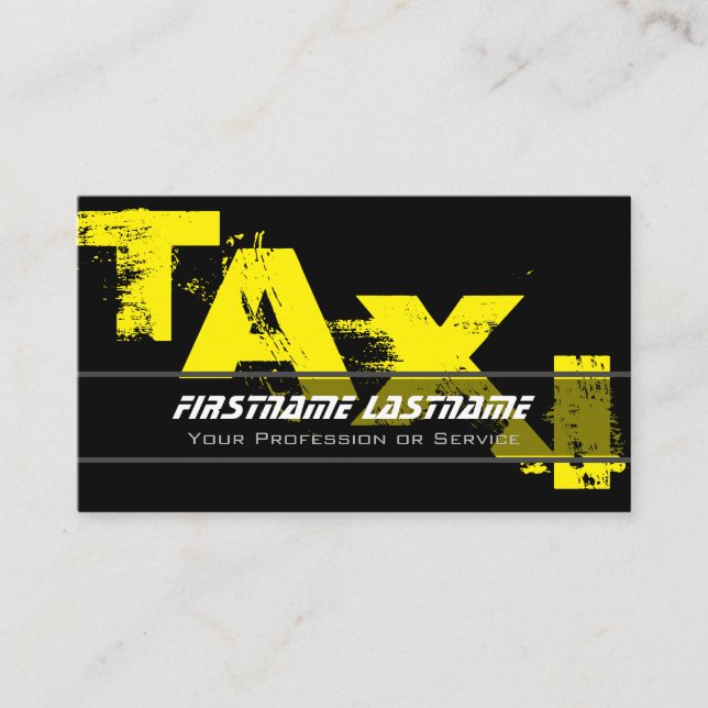 Tarjeta De Visita taxista profesional taxista taxi amarillo taxi (Anverso)
