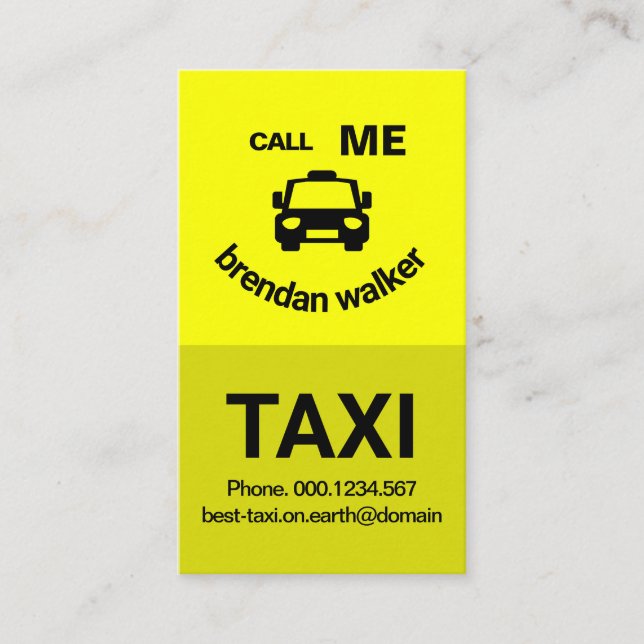 Tarjeta De Visita Taxista sonriente con capa amarilla y cara sonrien (Anverso)